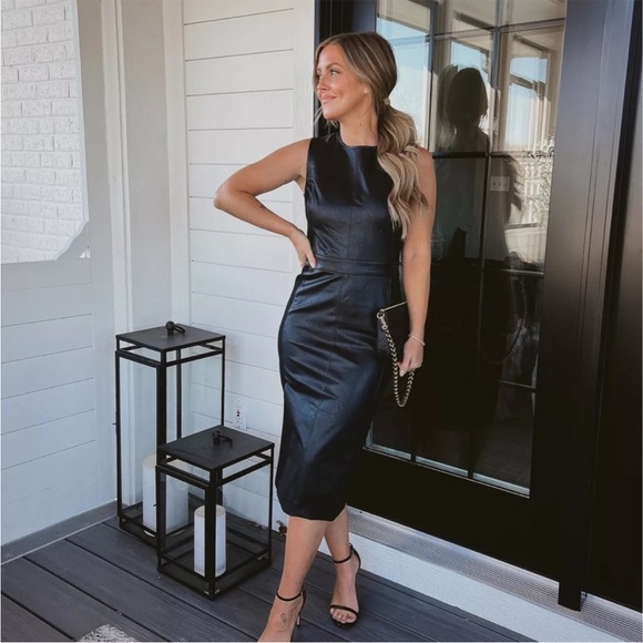 SPANX Dresses & Skirts - NWT Spanx faux Leather Combo Fitted Dress black medium